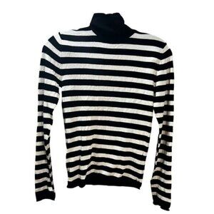 NWOT ZARA Women's Soft Knit Mock‎ Neck with Stripes Small
